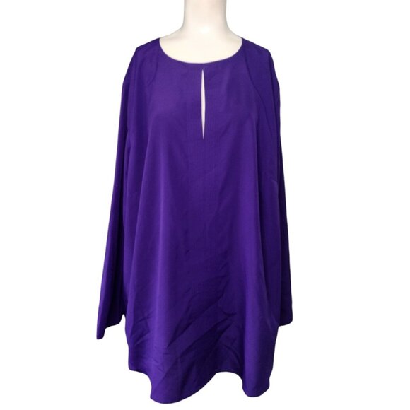 LRL Ralph Lauren Keyhole Tunic Top Size 3X Purple Flowy Embroidered Career - Picture 1 of 6